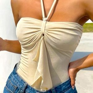 beautiful beige halter beige top